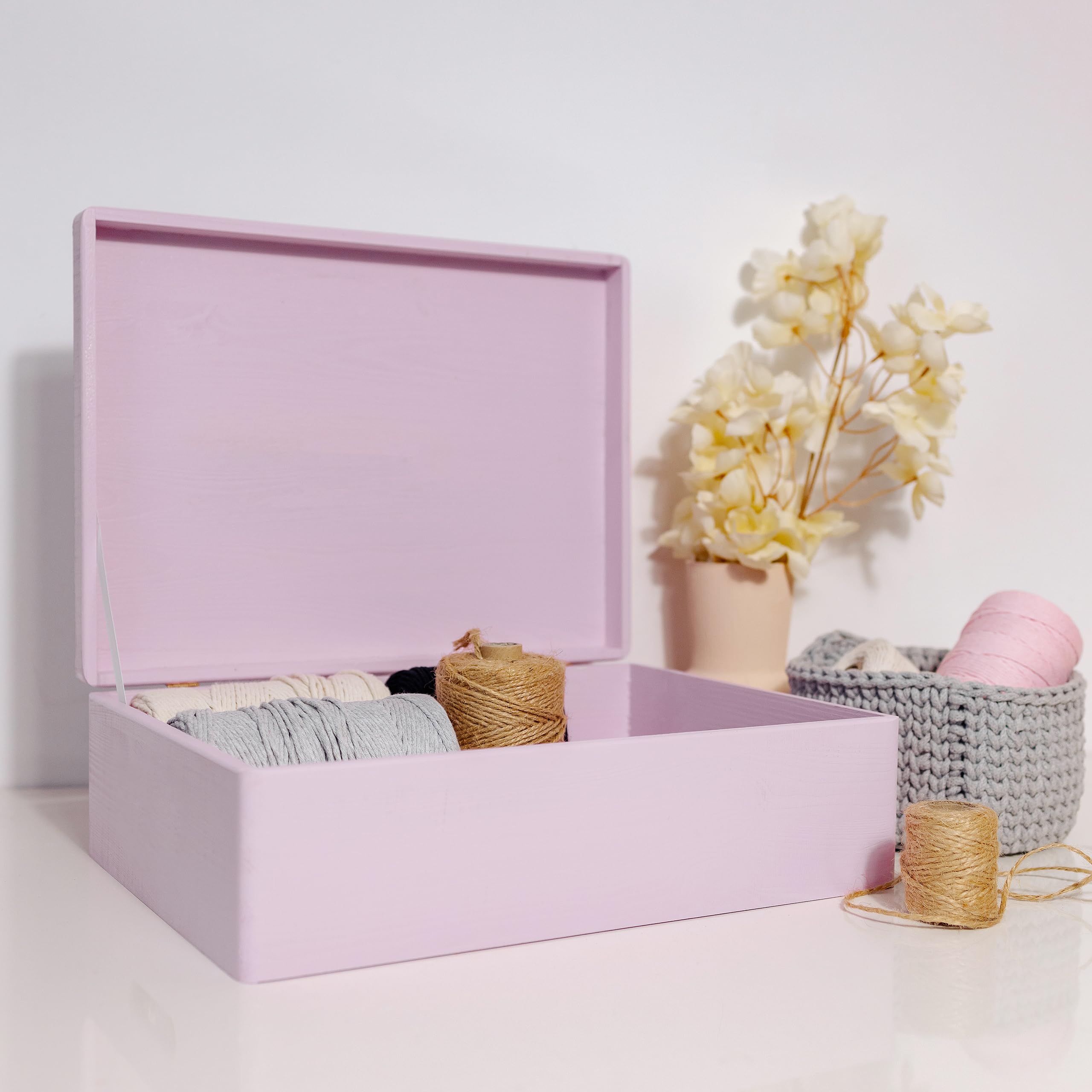 Amazon.com: Creative Deco XL Pink Wooden Box Storage with Hinged